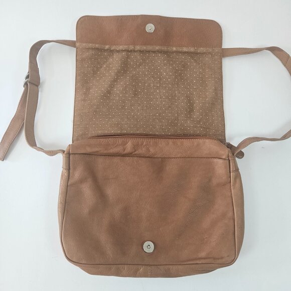 Kenneth Cole Leather Crossbody Bag Brown 12 X 10 inches - Picture 4 of 13